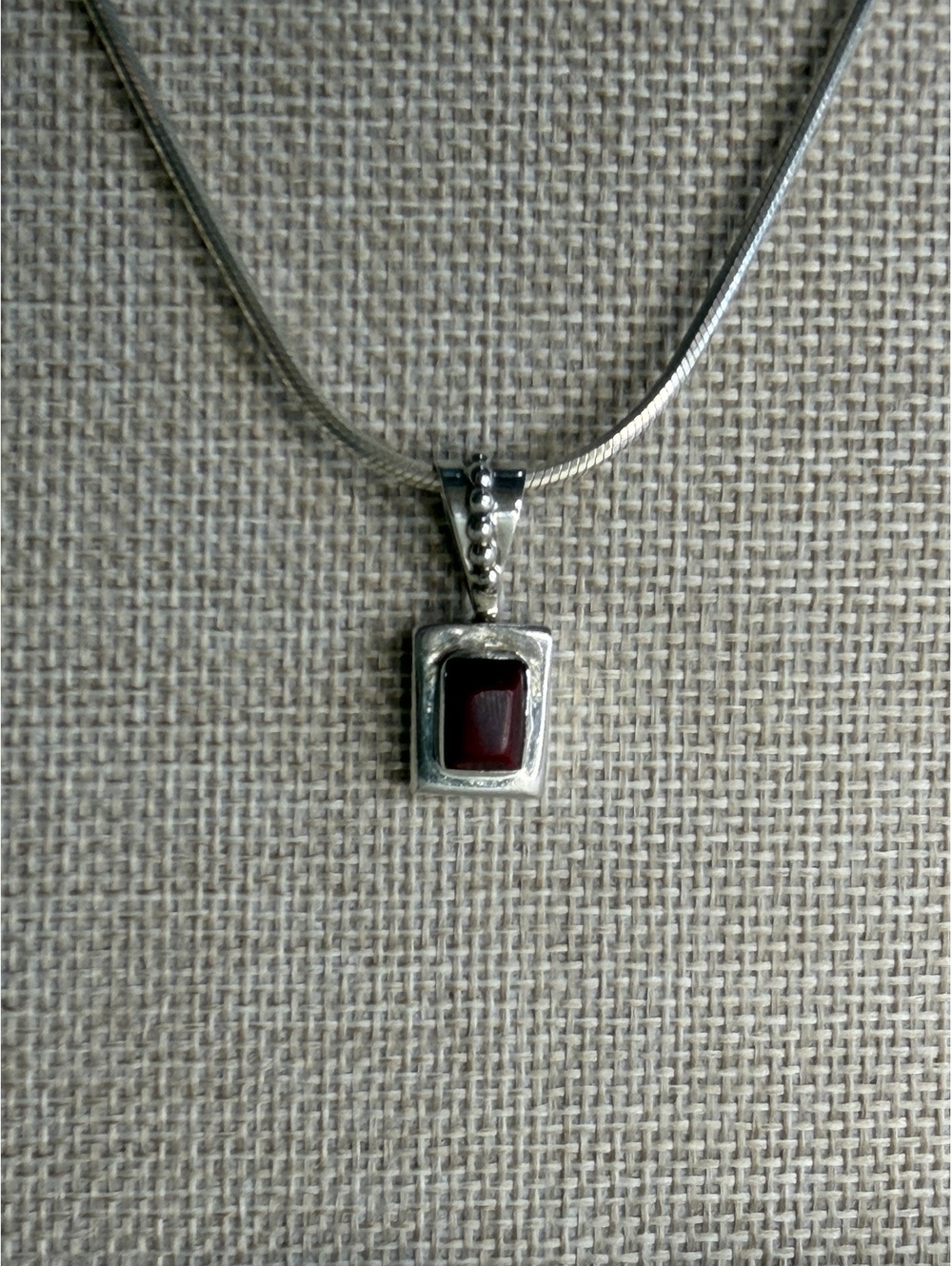 Vintage Silpada S0694 Retired Sterling Silver Red Coral Stone Petite Pendant